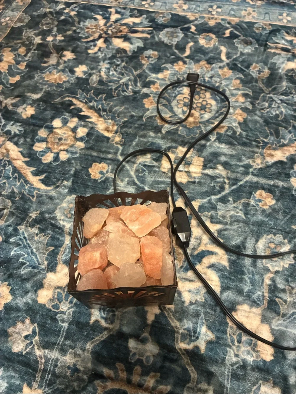 Himalayan Salt Lamp Rock Salt Chunks in Decorative Holder - Pink/Orange